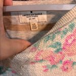 American Eagle Outfitters womens floral terry cloth sweatshirt white/pink L Photo 1