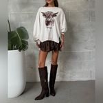 Free People NWOT  We The Free Graphic Camden Pullover - highland cow combo - XS Photo 7