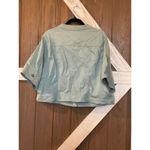 One World Blue/green waist jacket. Button front. Has pockets. Photo 3