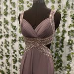 Adrianna Papell Lavender Grey Floor Length Gown Photo 5