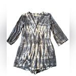 Cloth & Stone Gray White Tie-Dye Romper 3/4 Sleeve Women’s Size XS Anthropologie Photo 2
