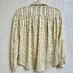 ZARA NWT  Puff Sleeve Pleated Floral Print V-Neck Top Blouse Yellow Womens Medium Photo 2