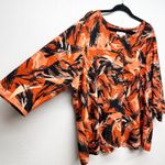 Emily Daniels Colorful Top Womens 3X Stretch Modest Career Workwear Art to Wear Orange Photo 5