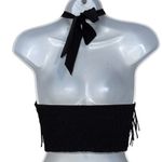 EFFORDRAM Black Faux Suede Front With Rhinestones Halter Top NWOT Size Medium Black Photo 6