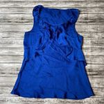 Spence Layered Ruffle Shiny Electric Blue Satin Tank Top M Med Medium Casual Photo 2