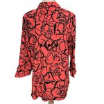 Ali Miles Size S Tunic Top Button Front Coral Black Print Artsy Art To Wear Orange Photo 1
