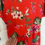 Skies Are Blue Floral Cut Out Tropical Red Hibiscus Dress - XL Photo 4