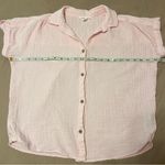 BeachLunchLounge Light Baby Pink Gauze Short Sleeve Cotton Button Down Top Photo 1