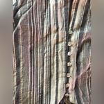 A Byer A. Byers Women’s 3/4 Sleeve Button Down Tie Striped Blouse Size L Photo 1