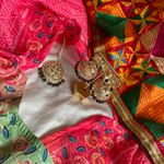 Green and Maroon Golden Jhumka with Tikka Gold Photo 5