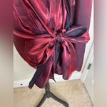 Lane Bryant NTM: Satin Wrap Blouse 22/24 Burgundy Surplice Tie Front Top Photo 7
