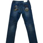 Tales Distressed Donald Duck Embroidered Character Skinny Ankle Jeans, Sz 28 Blue Photo 5