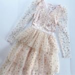 Rachel Parcell NEW Glitter Star Long Sleeve Tulle Dress Pink Parchment Photo 4