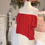Honey Punch Romantic Off Shoulder Red Ruffle Top Photo 6