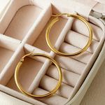 18k Gold Polished Large Tube Earrings Photo 0
