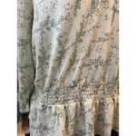 MELLODAY Floral Print Smocked Waist‎ Tie Neck Blouse Ruffle Trim Long Sleeve Top Photo 2