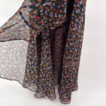 La Maison Talulah Floral Print One Shoulder Ruffle Midi Dress Party Cocktail XS Black Photo 5