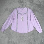 Chains of Buffalo Shirt Womens Small Purple Floral Embroidery Fairy Boho Peasant Photo 1