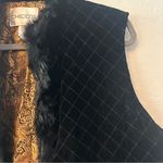 Chico's black quilted velvet paisley lined vest with rabbit fur size 2 large Photo 3