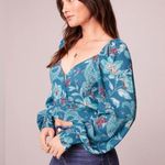 Band of the Free/ Band of Gypsies Sybille Teal Floral Crossover Crop Top. NWT Blue Photo 2