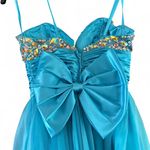 Blue beaded strapless prom dress with rhinestones Cassandra stone 4 Photo 3