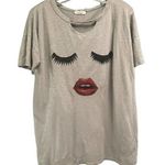Prómesa Ladies size Large lashes lips makeup face Promesa distressed t-shirt Photo 0