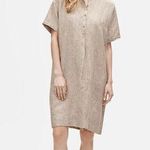 Eileen Fisher Washed Organic Linen Delave Mandarin Collar Shirtdress Photo 0