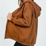 Princess Polly  Florida Oversized Zip Up Sweatshirt Brown, size 0 Photo 5