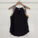 Sanctuary Linen Sleeveless Tank Top Aztec Patchwork Button Keyhole Back Summer Photo 1