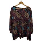 Catherines  Black Label Paisley Leopard Print Blouse 4X Lightweight Sheer Fall Photo 0