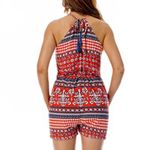 NWT Ethan and Amy Red & Blue Boho Patterned Sleeveless Romper Size Small Photo 1