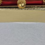 VINTAGE Lame Clutch 9.5" Gold Chain Metal Clasp Retro Evening Handbag Purse Photo 2