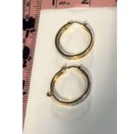 Large Vermeil White Sapphire Double Hoop Women’s Designer Earrings Gold Photo 7