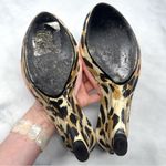 Casadei Pink Calf Hair Leopard Print Denim Jean Mule Platform Wedge Sandals 6.5 Photo 7