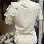 Everlane ruffled sleeve with pearl and gem neckline. Photo 5