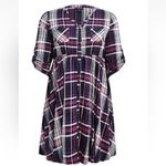 Torrid  Shirt Dress Stretch Challis Plaid Pink & Blue Button-Down NEW Size large Photo 14