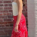 Anthropologie  Y2K low waist red linen skirt sz 2 Photo 2