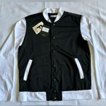 F & A Womens Black & White Long Sleeve Button Front Varsity Jacket Size Small Photo 0