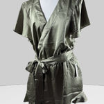 Show Me Your Mumu  Say I Do Romper Moss Green Luxe Satin NWT Size XL Photo 0