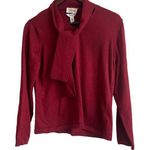 Talbots Talbot Knit Sweater Women Medium Red V-Neck Long Sleeve Neck Tie Wool Pull On Photo 0