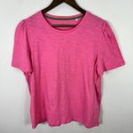 Boden Pink Puff Sleeve Tee Shirt Womens Large Parisian Elevated Basic Capsule Photo 0