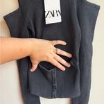 ZARA  Charcoal Ribbed Knit Sweater With Cutout Size Small NWT Photo 5
