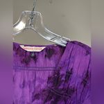 Rebecca Taylor  100% Silk Blouse V Neck Waist Stretch Tie Dye Purple Size 2 Photo 3