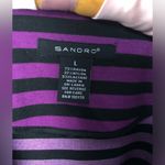 Sandro womens size L blazer jacket purple black striped stretch cropped Photo 4