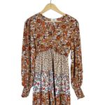 Umgee Floral Tiered Long Sleeve Maxi Dress Womens S Brown Farmhouse Cottagecore Photo 2