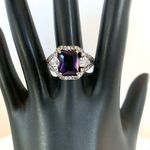 STERLING SILVER 925 AMETHYST AND CUBIC ZIRCONIA COCKTAIL RING (10) Purple Photo 5