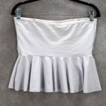 White Ruffle Strapless Tube Swim Pull On Beach Boho Crop Tankini Top S Small Photo 1