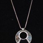 Brighton Retired Engraved Black/Gold Reversible Rhinestone Pendant Necklace Photo 0