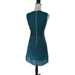 J.Crew Striped Green Dress Eyelet Fit &Flare Size 4 V Neck Lined Corporate Core Photo 3