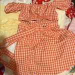 SheIn  Orange Gingham Mini Dress Photo 0